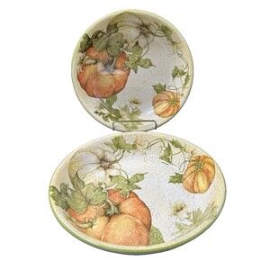 Pier 1 Imports Harvest Garden Earthenware Soup Salad Bowls Set of 2